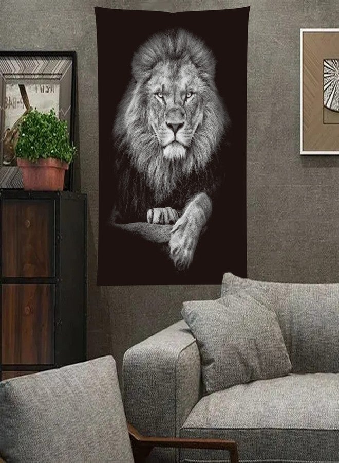 JACCAWS لوحة جدارية على شكل أسد أبيض وأسود من جاكاوس، مقاس 59 × 79 بوصة، مناسبة لغرفة النوم، غرفة المعيشة، المكتب - Image 5